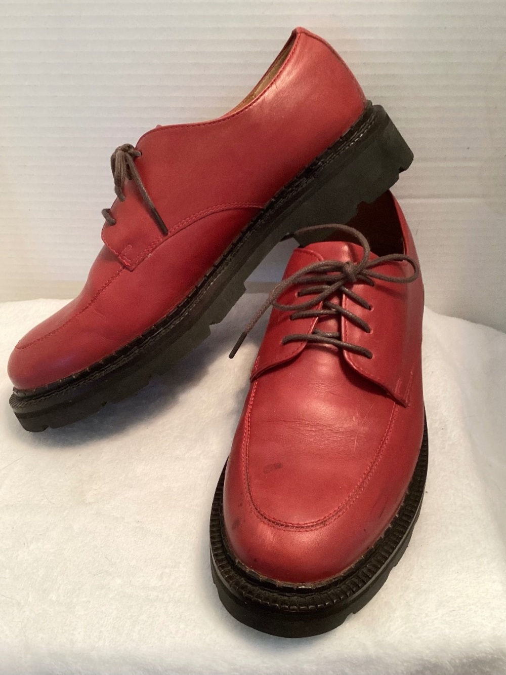 Cole Haan Red Leather Lug Sole Oxfords